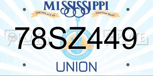 78SZ449 Mississippi License Plate