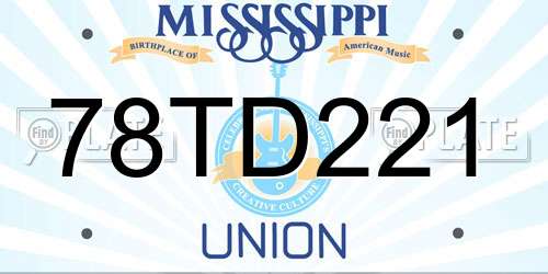 78TD221 Mississippi License Plate