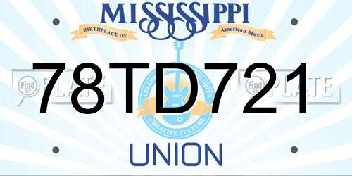 78TD721 Mississippi License Plate