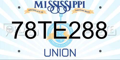 78TE288 Mississippi License Plate