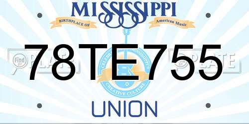 78TE755 Mississippi License Plate