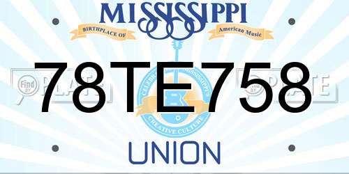 78TE758 Mississippi License Plate
