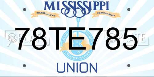 78TE785 Mississippi License Plate