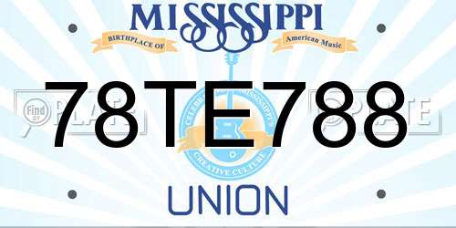 78TE788 Mississippi License Plate