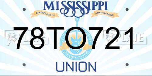 78TO721 Mississippi License Plate