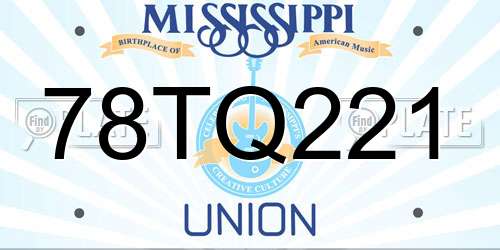 78TQ221 Mississippi License Plate