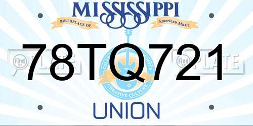 78TQ721 Mississippi License Plate