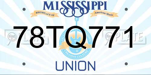78TQ771 Mississippi License Plate