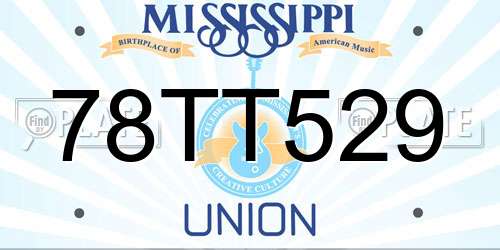 78TT529 Mississippi License Plate