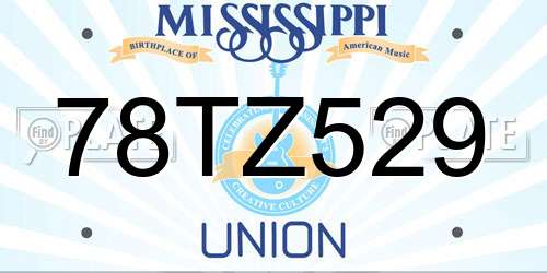 78TZ529 Mississippi License Plate