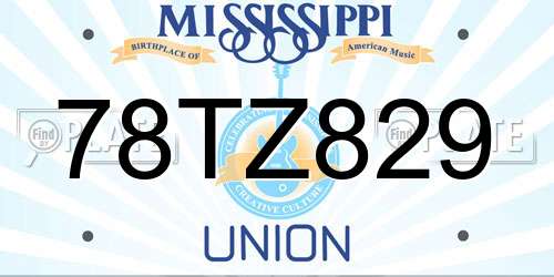 78TZ829 Mississippi License Plate
