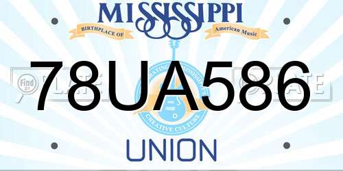 78UA586 Mississippi License Plate