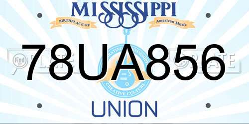 78UA856 Mississippi License Plate