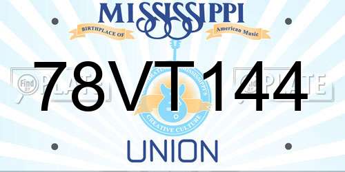 78VT144 Mississippi License Plate
