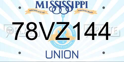 78VZ144 Mississippi License Plate