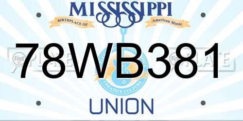 78WB381 Mississippi License Plate
