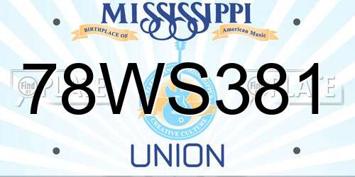 78WS381 Mississippi License Plate