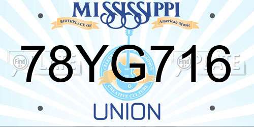 78YG716 Mississippi License Plate