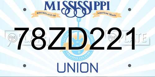 78ZD221 Mississippi License Plate