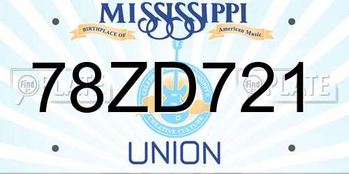 78ZD721 Mississippi License Plate