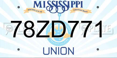 78ZD771 Mississippi License Plate