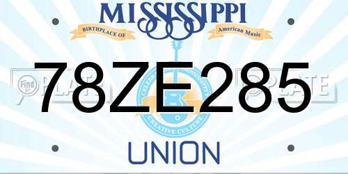 78ZE285 Mississippi License Plate