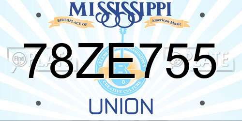 78ZE755 Mississippi License Plate