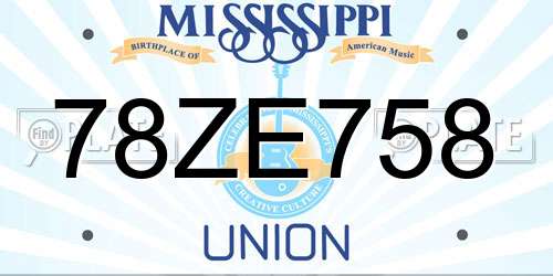 78ZE758 Mississippi License Plate