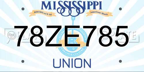 78ZE785 Mississippi License Plate