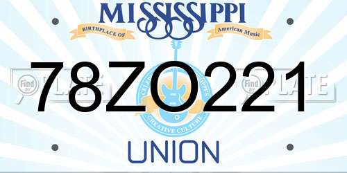 78ZO221 Mississippi License Plate