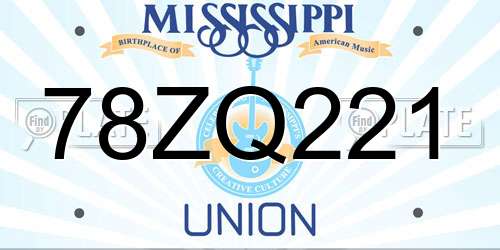 78ZQ221 Mississippi License Plate