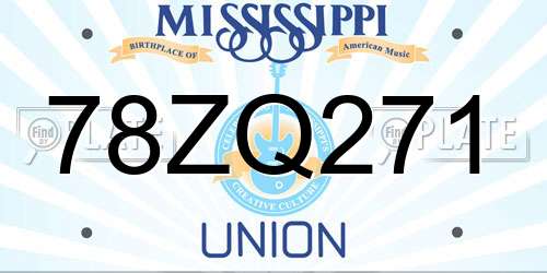78ZQ271 Mississippi License Plate