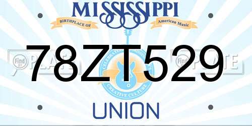 78ZT529 Mississippi License Plate