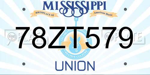 78ZT579 Mississippi License Plate