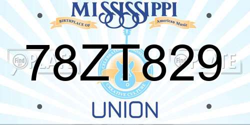 78ZT829 Mississippi License Plate