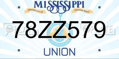 78ZZ579 Mississippi License Plate