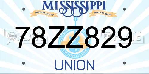 78ZZ829 Mississippi License Plate