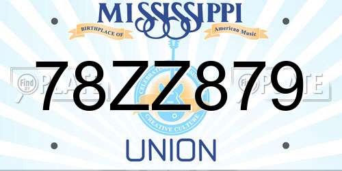 78ZZ879 Mississippi License Plate