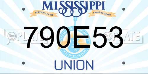 790E53 Mississippi License Plate