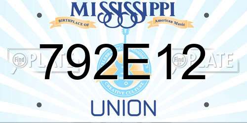 792E12 Mississippi License Plate
