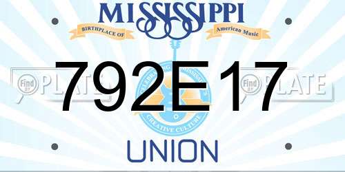 792E17 Mississippi License Plate