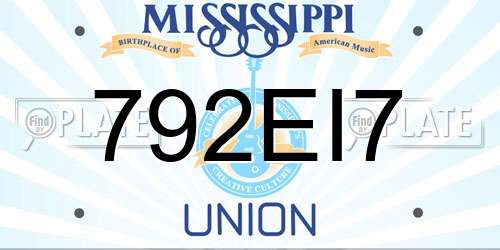 792EI7 Mississippi License Plate