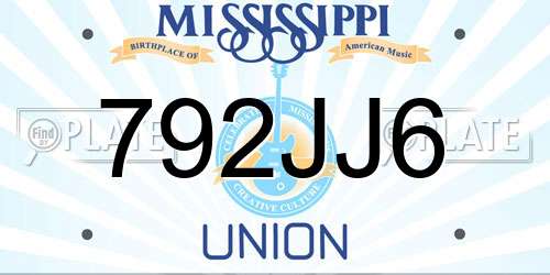 792JJ6 Mississippi License Plate