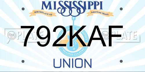 792KAF Mississippi License Plate