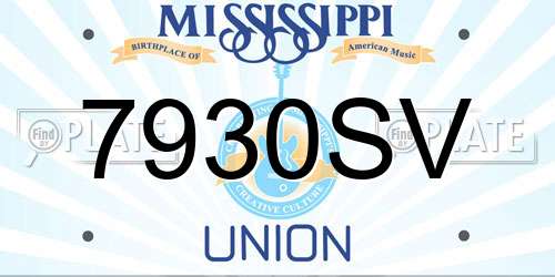 7930SV Mississippi License Plate