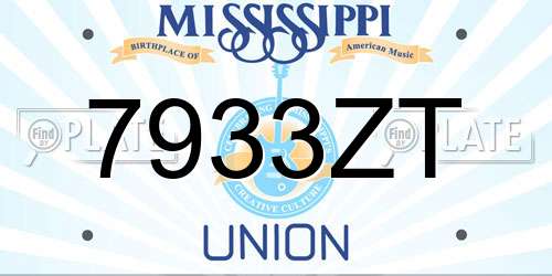 7933ZT Mississippi License Plate