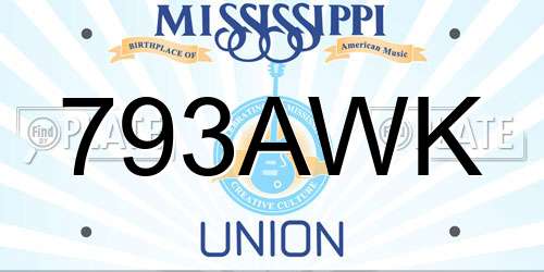 793AWK Mississippi License Plate