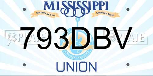793DBV Mississippi License Plate