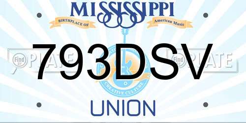 793DSV Mississippi License Plate