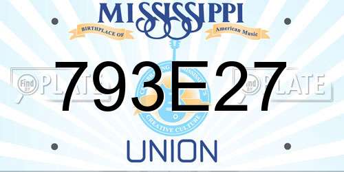 793E27 Mississippi License Plate